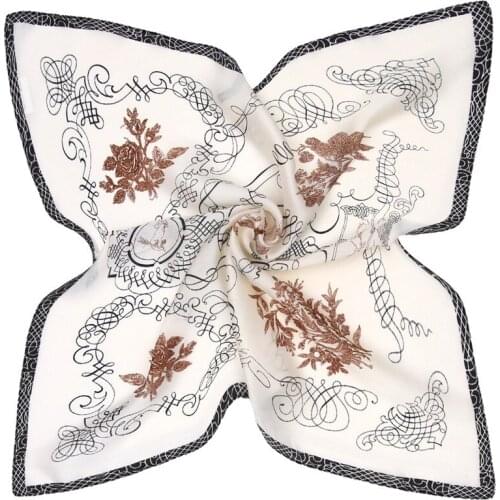 53cm Pachira Macrocarpa Square Scarves New Silk Satin Scarf Womens Summer Turban Headband Neck Tie Band Neckerchief