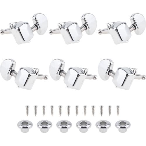 6pcs Chrome Guitar Tuning Pegs 3R+3L Semi-closed Semicircle Machine Heads Tuners for Acoustic Folk Guitar Accessories
