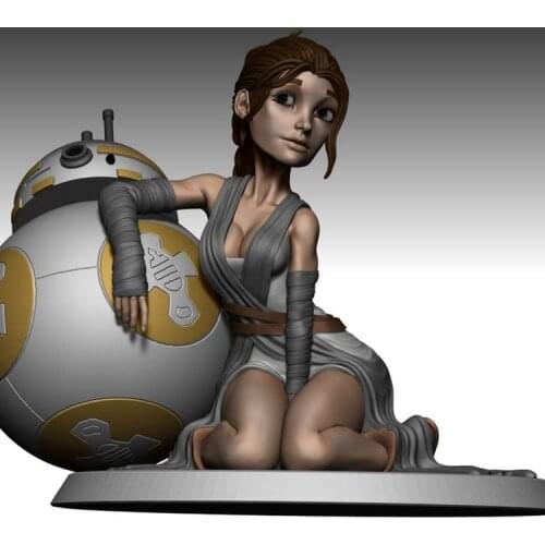 60mm Resin Model Kits Beauty Girl and Robot Unpainted No Color RW-143