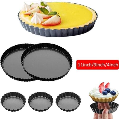 7Pcs Quiche Tart Pans Pie Pan with Removable Bottom Non-Stick Surface for Kitchen Cooking Baking 11 Inch 9 Inch 4 Inch