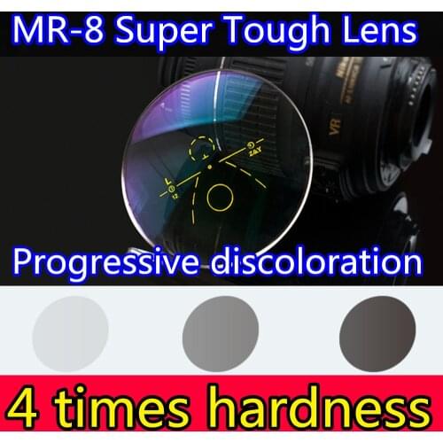 4 times hardness MR8 super tough internal progressive discoloration anti-blue light aspherical 1.56/1.61/1.67 prescription lens
