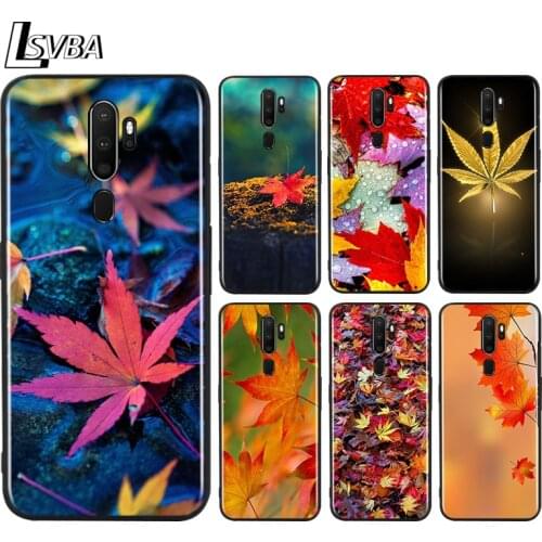 Black TPU Soft Cover Autumn Maple Leaves for OPPO A9 2020 Reno 10X ZOOM ACE 4 3 2 Z F Pro 4G 5G Phone Case