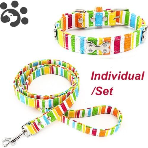 Colorful Dog Collar Leash Set for Small Medium Large Dogs with Crystal Breakaway Dog Collar Harness Lead for Cats MP0060