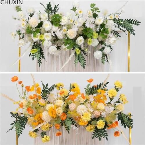 50cm/100cm Flower Runner High Quality Wedding Decoration Catwalk Road Guide Welcome Area Artificial Flower Row Christmas