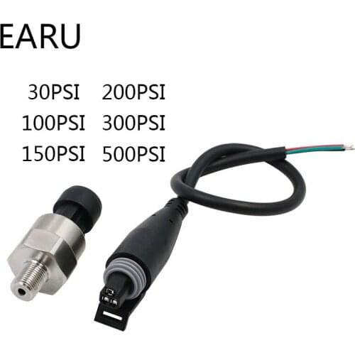 DC 5V 1/8NPT Pressure Transducer Transmitter Sensor Stainless Steel Oil Air Water 30/100/150/200/300/500 psi