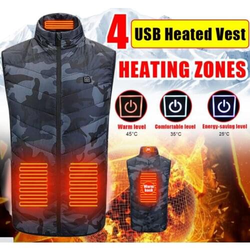 Mens Heated Vest 5V Comfortable USB Charging Camping Hiking Skiing for Winter Running Cycling Outdoor Hunting Fishing