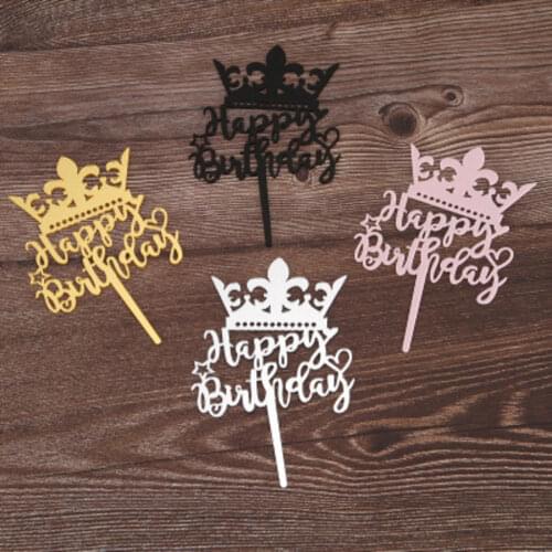 INS Happy Birthday Acrylic Cake Topper Cupcake Topper For Birthday Party Cake Decorations Baby Shower