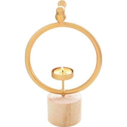 Ins Nordic childrens room decoration style golden iron ornaments birdie with iron ring candle holders home bedroom decor 2020