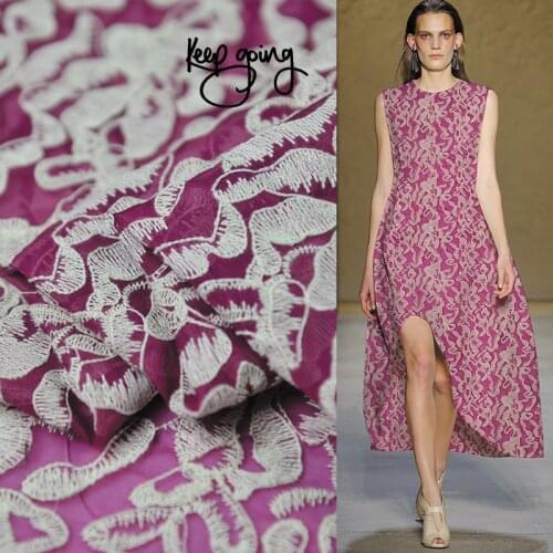 Red fashion embroidered silk organza fabric lace style 114cm width,SFF205