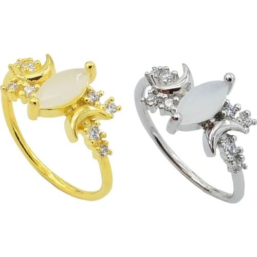 Trendy 925 Silver Jewelry Ring for Women Opal Gemstones Ornaments Wedding Promise Party Gift Wholesale Gold Color Rings