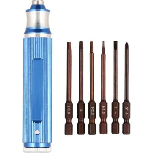 1.5mm/2.0mm/2.5mm/3.0mm 6 in1 Hex Straight Cross Phillips Flat Screwdriver Tool Kit Set for RC Helicopter Racing Car Airplane