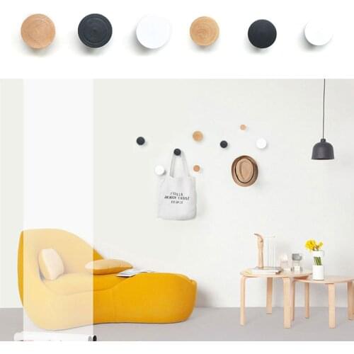 1PCS Solid Wood Wall Clothes Hanger Round Hook Wall Hanger Wooden Coat Hat Towels Hooks Home Decoration Hook for Hanging #2