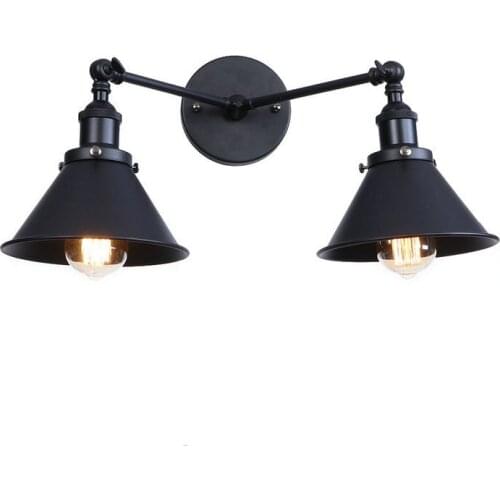 Loft Retro Industrial Corridor Staircase Balcony Creative Bar Iron Black Double-headed Lamp For Wall Led Light Vintage Indoor