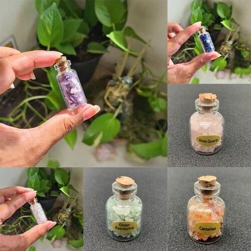 Real Natural Stone Gravel Decoration Ornaments Healing Agate Crystal Gem Crystal Bottle Drifting Bottle