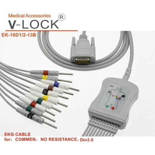 Popular EKG cable with 10leadwires,Din3.0 for COMMEN NO RESISTANCE-B