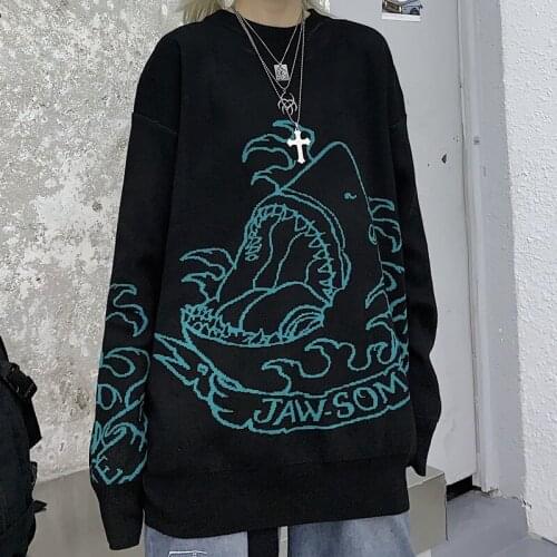 2021 New Autumn And Winter Knitted Sweater Jacket ins Retro High Street Dark Trend Jacquard Loose Padded Tops For Men And Women