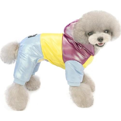 New Pet Dog Cloth Winter Hoodies Jumpsuit Small Puppy Color Matching Jacket Clothes Cute Thickness Design Cotton-padded Coat