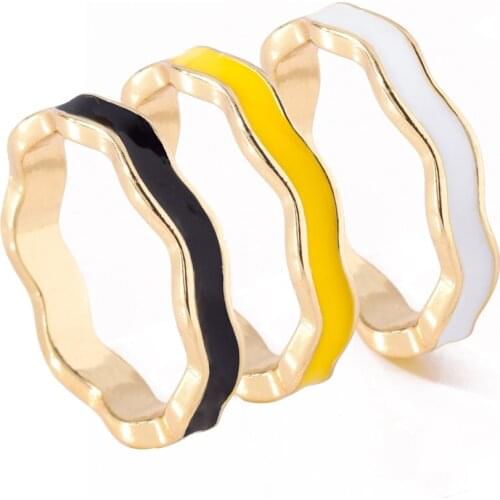 New Ins Multicolor Oil Dripping Geometric Irregular Ring Retro Simple All-Match Wave Ring For Women Girls Fashion Jewelry Gift