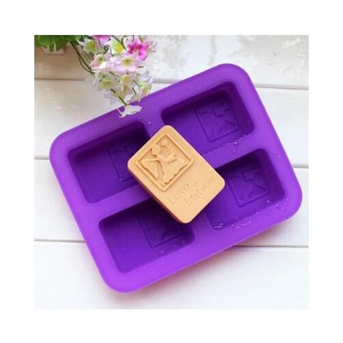 Wholesales 4 Hole angel soap mold Silicone Cake pan Chocolate Soap Pudding Jelly Candy Ice Cookie Biscuit Mold