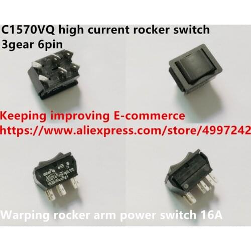 Original new 100% C1570VQ high current rocker switch 3gear 6pin warping rocker arm power switch 16A