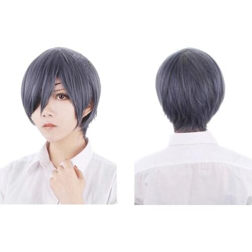 Fashion Heat Resistant Synthetic Gray Short Wig Butler Kuroshitsuji Ciel Phantomhive Cosplay Wig