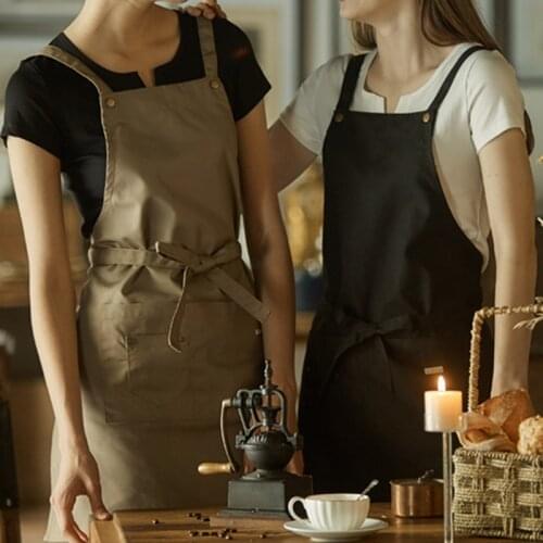Khaki Canvas Black Denim Apron Barista Bartender Baker Catering Uniform Restaurant Bistro Waiter Waitress Florist Work Wear D47