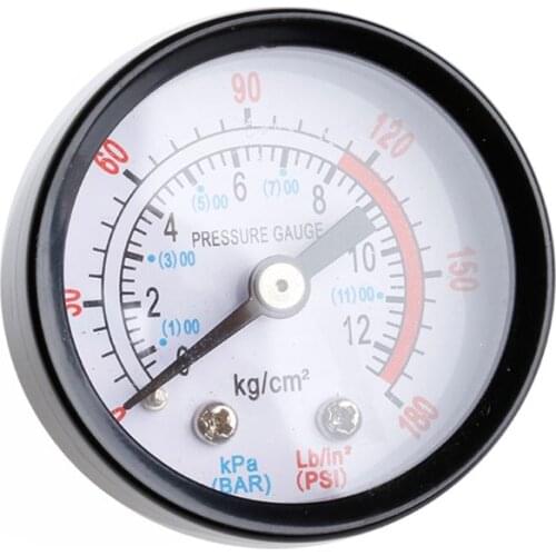 Air Compressor Pneumatic Hydraulic Fluid Pressure Gauge 0-12Bar 0-180PSI