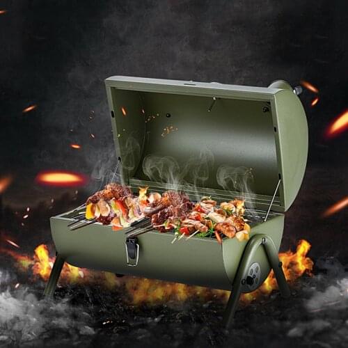 Evenly heated portable barbecue grill for outdoor adjustable air door temperature control barbecue oven household charcoal rack