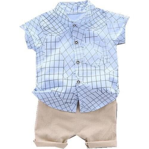 New Summer Baby Boys Clothes Suit Children Fashion Plaid Shirt Shorts 2Pcs/sets Toddler Casual Clothing Infant Kids Tracksuits