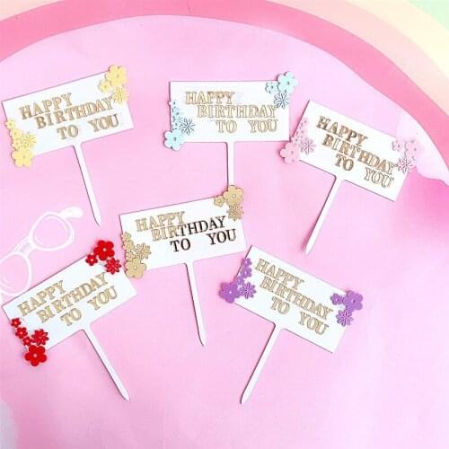 Happy Birthday to You Flowers Cake Topper Acrylic Cupcake Topper For Kids Birthday Party Cake Decorations Baby Shower
