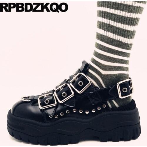 Closed Toe High Heels Wedge Stud Harajuku Embellished Designer Rivet Sandals Women Shoes 2019 Spring Slingback Flatform Platform