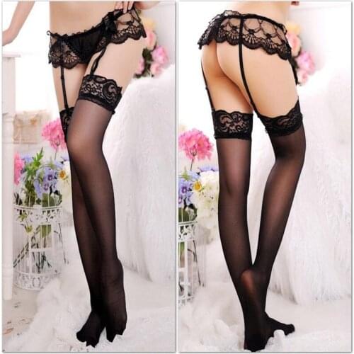 Sexy Lingerie Porno Erotic Night Dress Lace Suspenders Transparent Underwear Double Breasted Waist Belt With Stocking