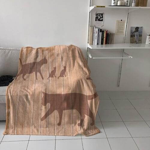 Special Throw Blanket For Bed Wooden Board Cat Silhouette Nap Traveling Soft Flannel Blanket Childrens Bedroom Bedspreadc