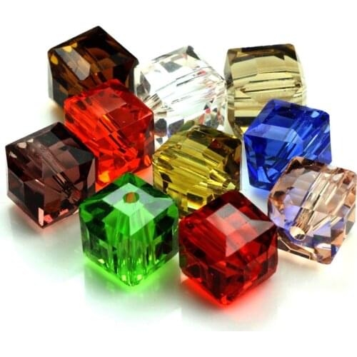 8MM Lampwork Glass Cube Square Bead (95Pcs/Lot) Green Flower Lampwork Glass Beads Cube Spacer Beads For European Charm Bracelet