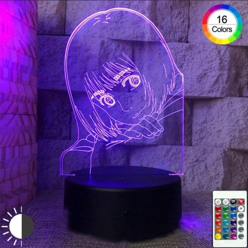3D Anime Luminary Led Lamp Attack on Titan 16 Color Night Light Remote Control Bedroom Decor Childrens Lights Girl Gift