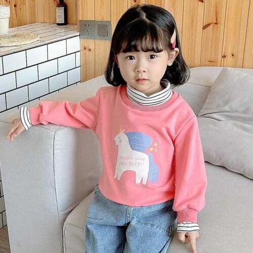2021 Spring New Kids Clothing Casual Cartoon Boys Girls High Collar Hoodies Baby Cute Cotton Bear Sweatshirts Children Pullovers