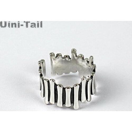 Uini-Tail hot new 925 sterling silver old irregular opening ring female creative personality irregular trend geometric ring