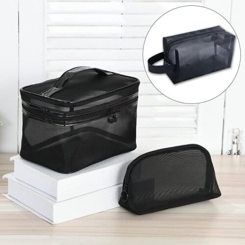 Large-Capacity Mesh Portable Toiletry Bag Portable Semicircular Cosmetic Travel Storage Bag Bathroom Toiletries Storage Bag
