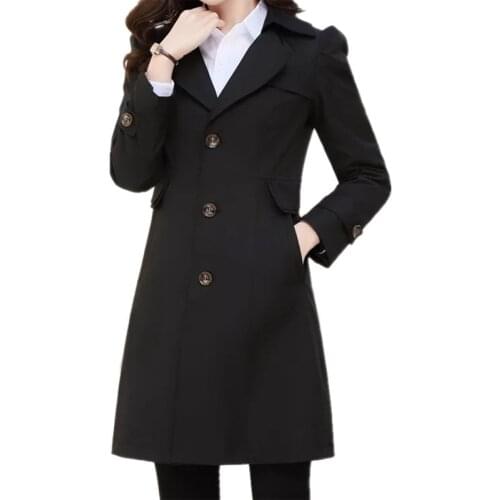 High-quality womens windbreaker coat spring autumn new 2020 Korean fashion slim medium long suit collar small jacket overcoat