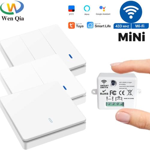WIFI Mini Light Switch Tuya Smart Home APP Relay Module 433MHz Wall Panel Wireless Voice Control Timer Google Home Alexa 110220V
