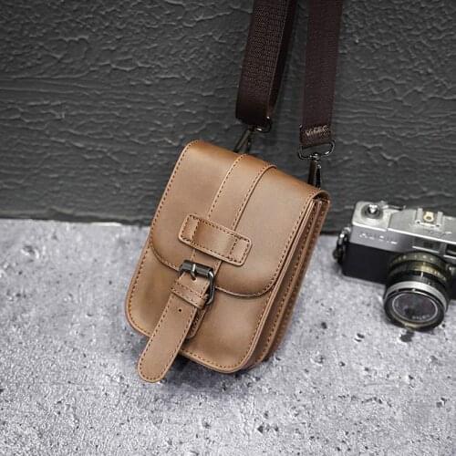 Xiao.p New Fashion Crazy Horse PU Leather 5.5-inch Mobile Phone Chest Bag Mens Waist Bag Multifunctional Casual Belt Bag