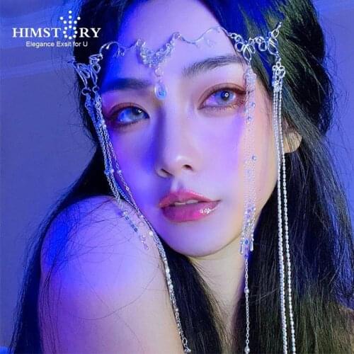 HIMSTORY Sweet Wedding Headpiece Crystal Bridal Head Chain Tiara Hair Jewelry for Women Rhinestone Forehead Headband Accessories