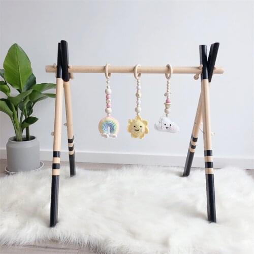 1Set Nordic Baby Gym Play Nursery Sensory Ring-pull Toy Wooden Frame Infant Room Toddler Clothes Rack Nursing Gift Room Decor
