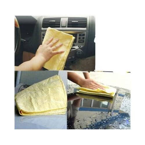 1Pcs Car Styling Sponge Natural Chamois Leather Car Cleaning Cloth Washing Suede Absorbent Washer Towel Color Random