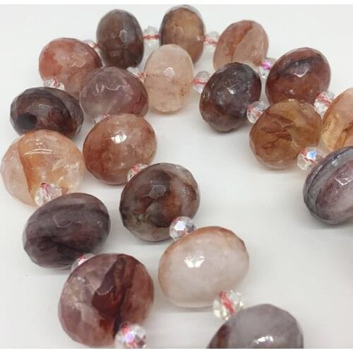 13x18mm Natural Red Glue Flower Crystal Multifaceted Rainbow Gemstone DIY Beads Jewelry Bracelet Necklace Pendant Decoration