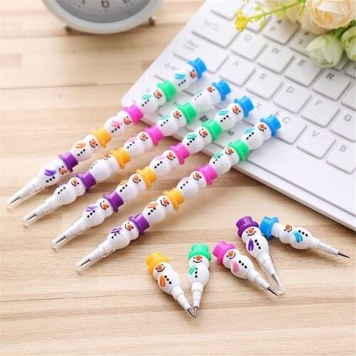 2*5 Segments Assembled Cartoon Snowman Pencils Kawaii Students Standard Pencils Set Kids Gifts Office School Kawaii Stationery
