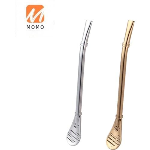 304 Stainless Steel Straw Spoon Creative Non-Slip Coffee Stir Spoon Tea Strainer Juice Spoon Strainer Metal Drinking Straw Spoon
