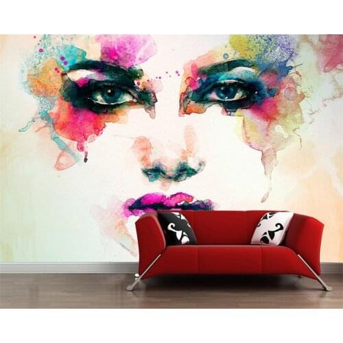 Beibehang 3D photo wallpaper watercolor beauty face murals bedroom living room sofa TV background wallpaper 3 d papel de parede