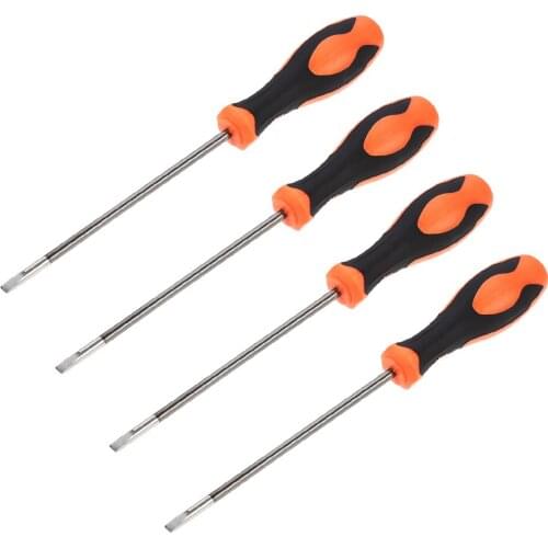 Uxcell 4 Pcs 5.5mm Slotted Magnetic Screwdriver 6" Round Shaft Non Slip Black+Orange Handle