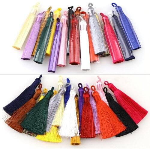5Pcs/set 80mm Long Mix Color Cotton Silk Tassel With Hole Brush For Earring Charm Pendant Satin Tassels Women DIY Jewelry